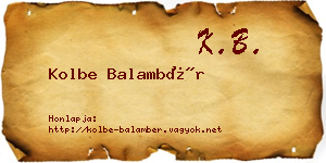 Kolbe Balambér névjegykártya